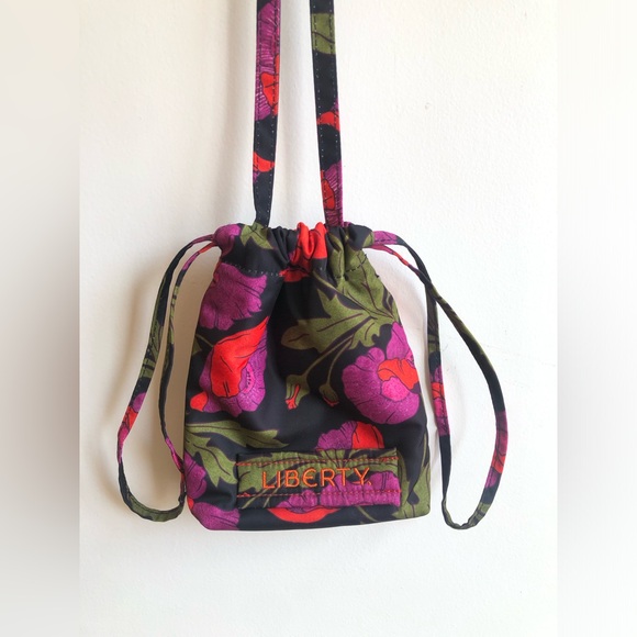 LIBERTY of London Small Crossbody Pouch Style Purse Bag Poppy Print EXCELLENT - Picture 3 of 8